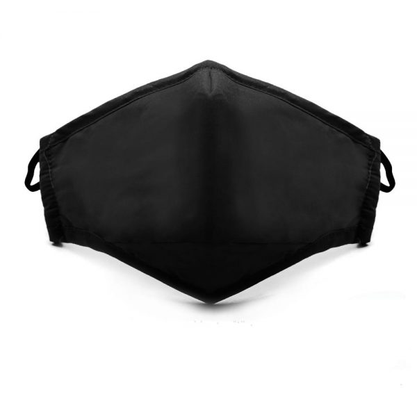 Front view - black reusable cotton face mask