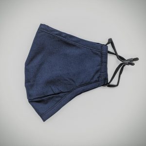 Navy blue face mask - side view. Reusable and washable