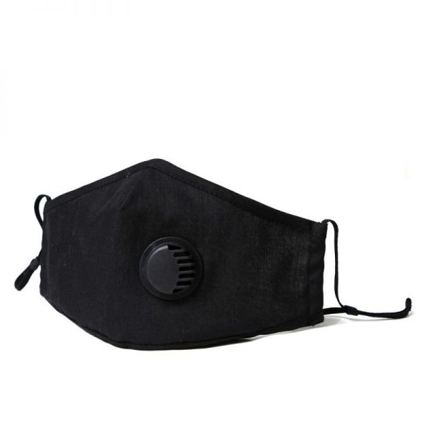 Black face mask with breathing valve