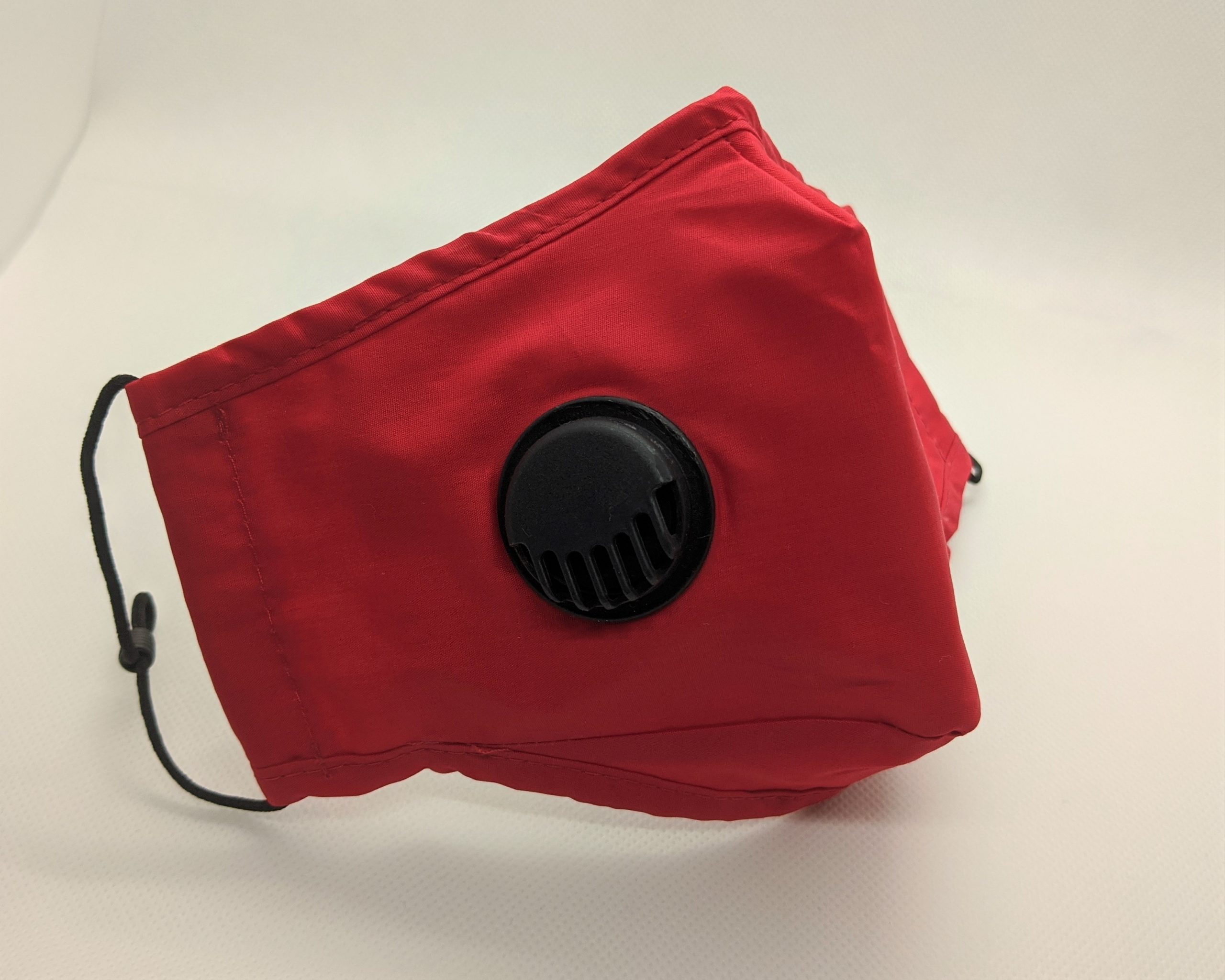 Red mask with black vent